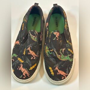 Old Navy Kids Dinosaur Print Slip-On Sneakers - Brown, Black and Green Size 3